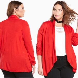 Torrid Red Drape Sweater Open Cardigan